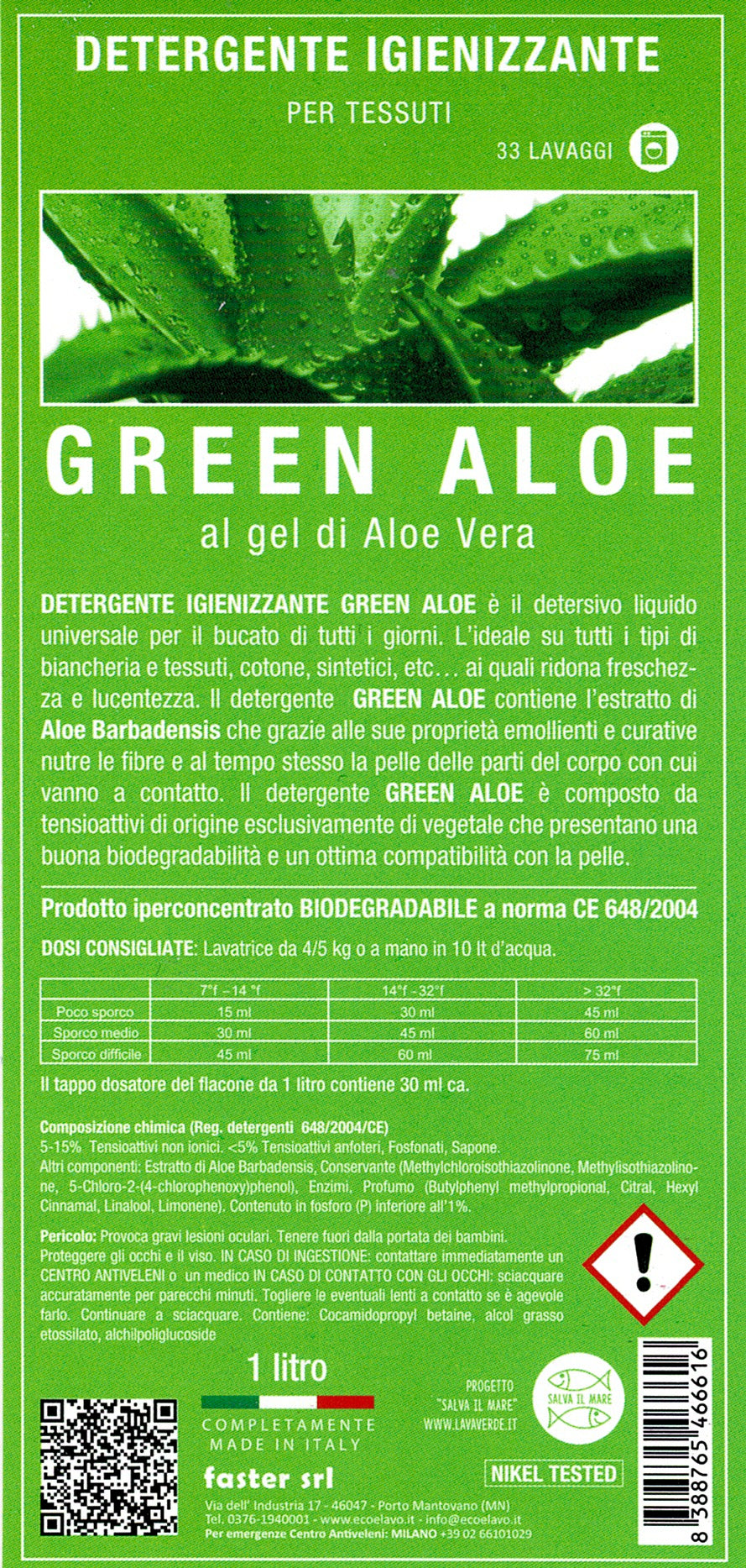 Detergente igienizzante Green Aloe LavaVerde - Vettovaglia.com