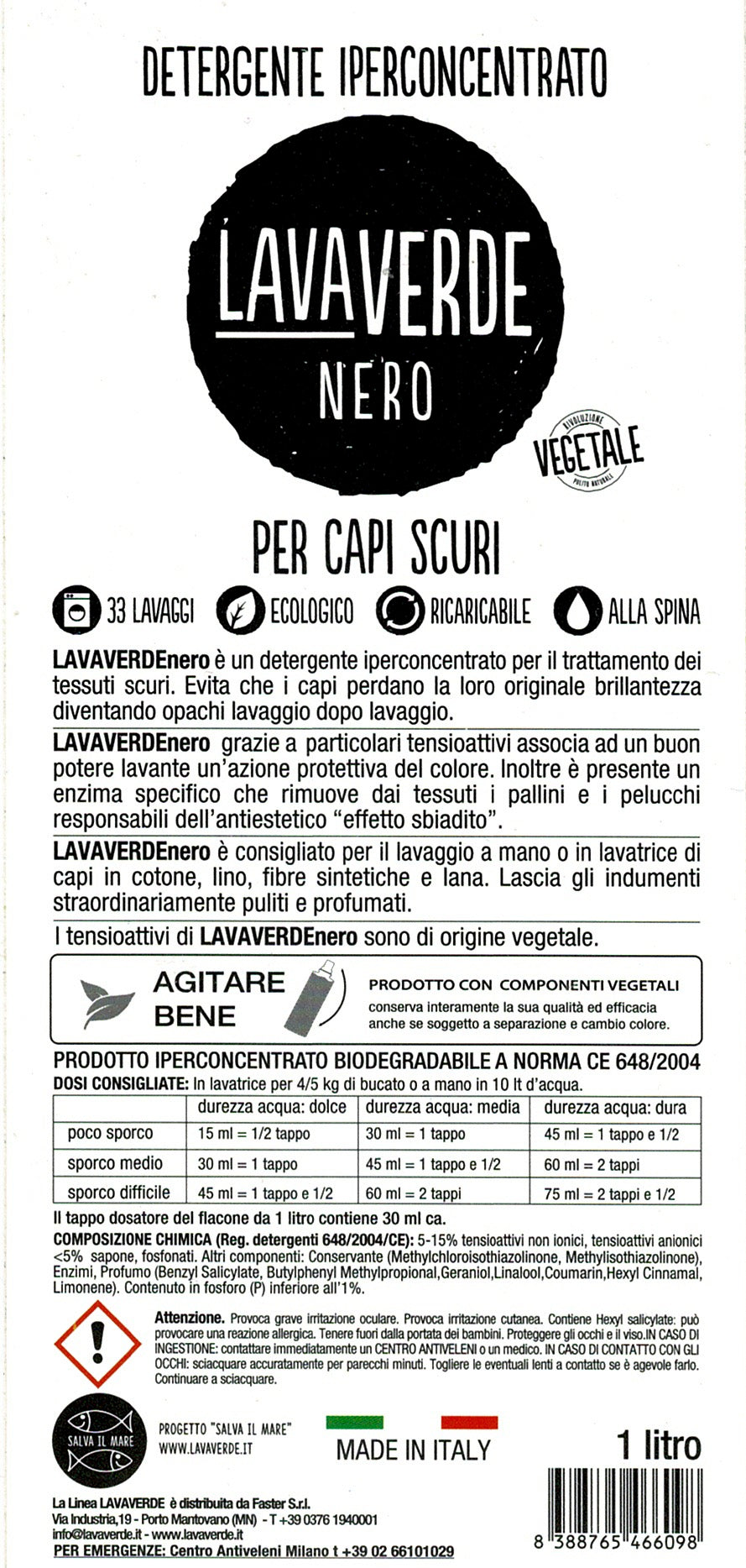 Detergente Iperconcetrato Nero LavaVerde - Vettovaglia.com