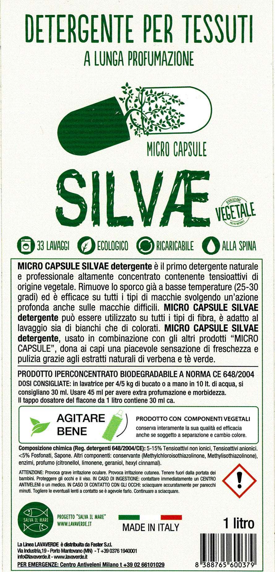 Detergente Microcapsule Silvae LavaVerde - Vettovaglia.com