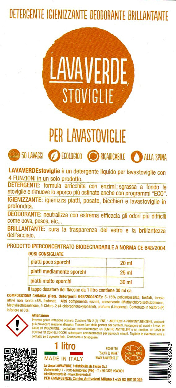 Stoviglie Lavaverde Detergente Igienizzante Deodorante Brillantante - Vettovaglia.com